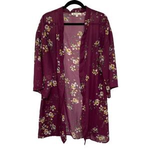 FINAL OFFER Wallflower Dark Mauve and Floral Kimono Size Extra Large